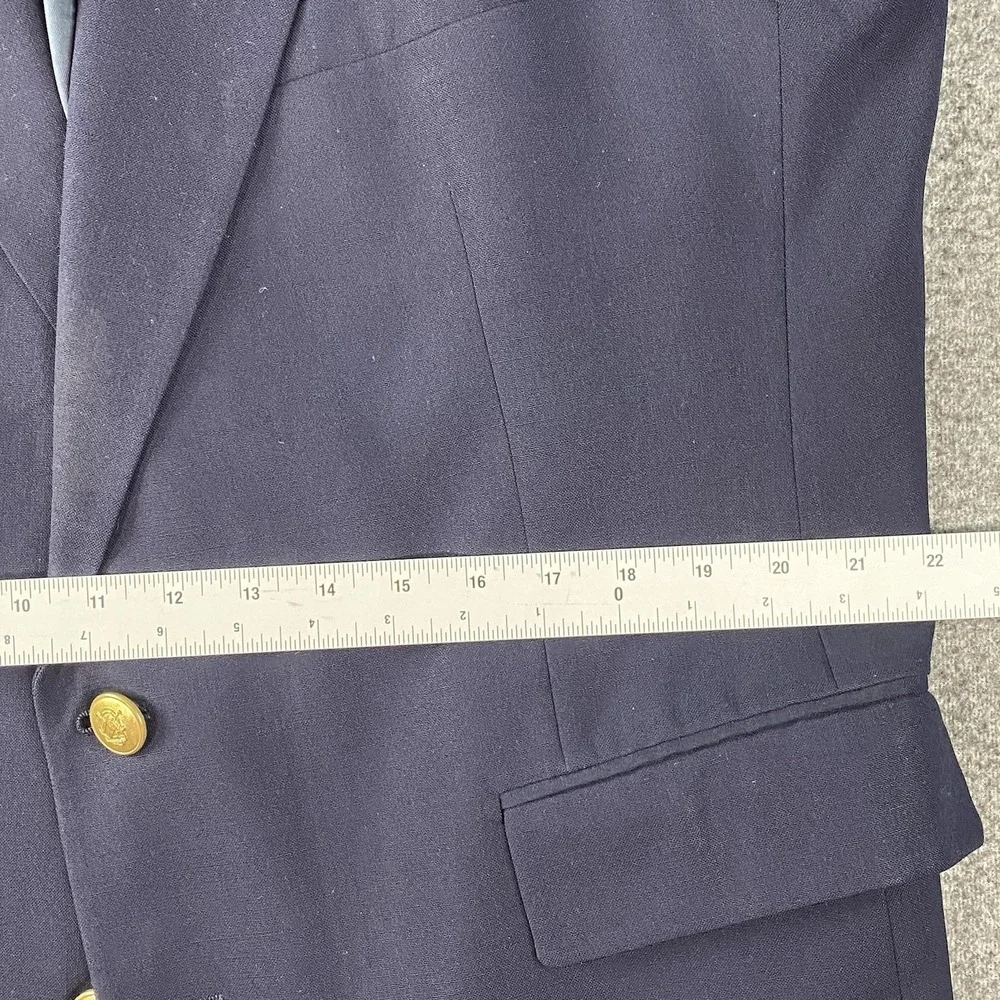 Ralph Lauren Mens Wool Blazer‎ 46R Navy Gold Buttons USA Vintage Preppy Chaps